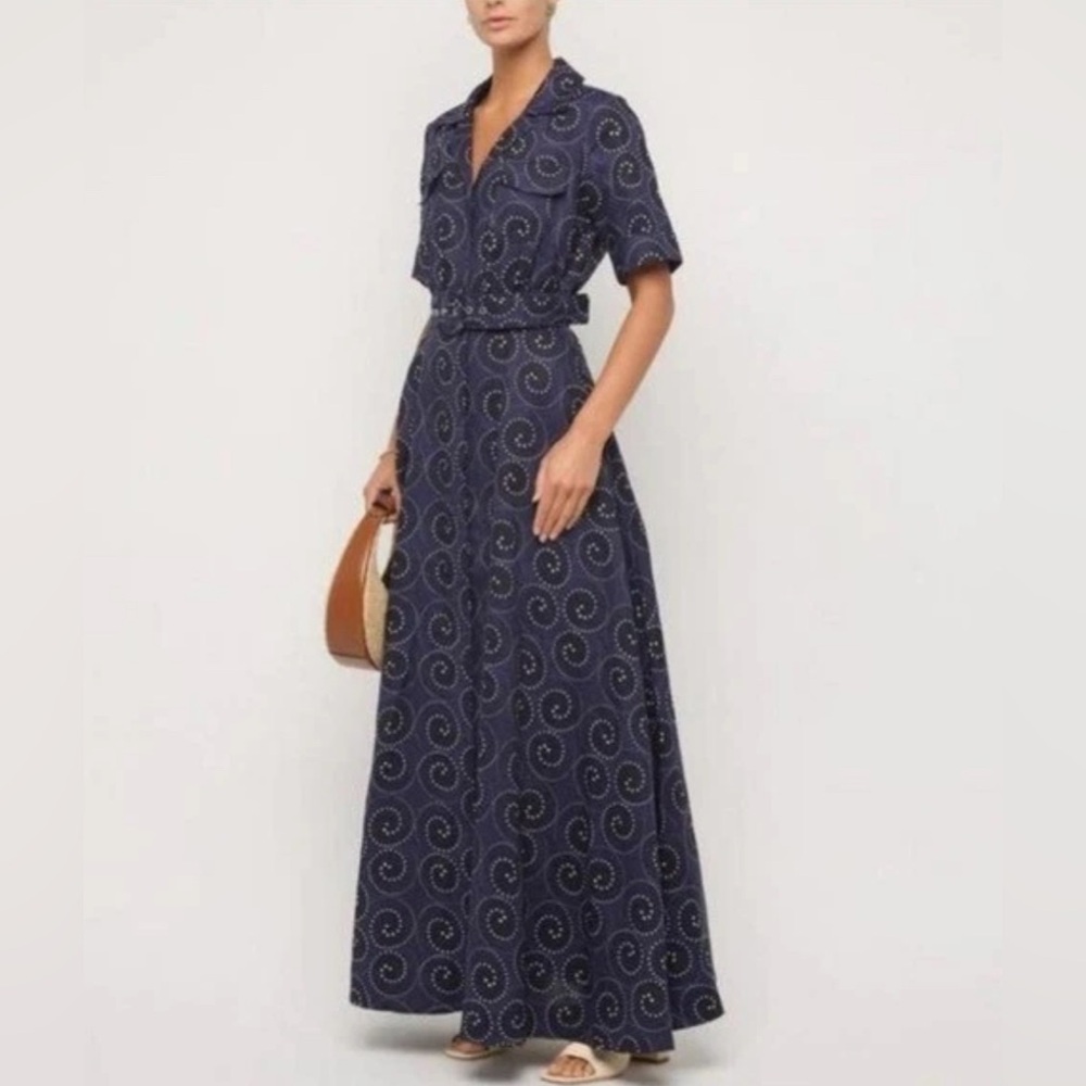 STAUD Millie Belted Shirt Dress in Navy